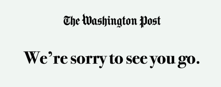 screenshot of the email I received when I canceled my Washington Post subscription